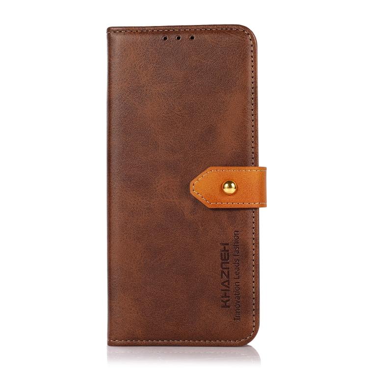 For iPhone 17 Pro KHAZNEH Dual-color Cowhide Texture Flip Leather Phone Case(Brown) - free shipping - PMc TechLife - Order now!