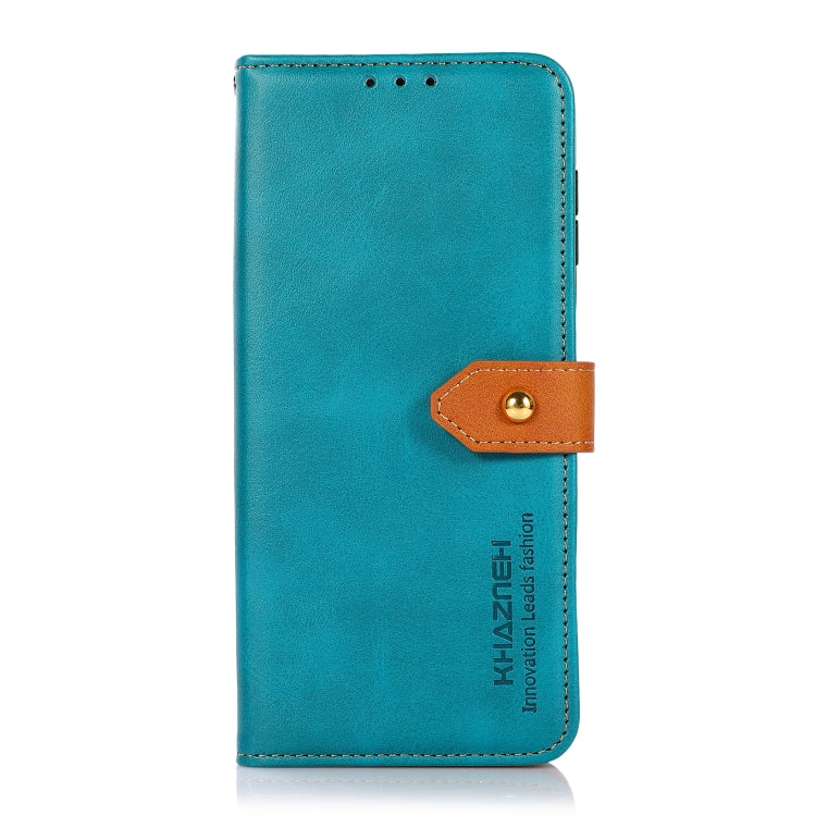For iPhone 15 Pro KHAZNEH Dual-color Cowhide Texture Flip Leather Phone Case(Blue) - iPhone 16e Cases by PMC TechLife | Online Shopping South Africa | PMC TechLife | Buy Now Pay Later Mobicred