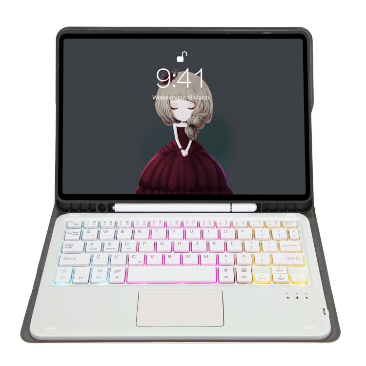 A07B-AS Lambskin Pen Slot Touch Pad Backlight Bluetooth Keyboard Leather Tablet Case For iPad 9.7 2018&2017 / Pro 9.7 / Air 2(Gold) - For iPad Pro by PMC TechLife | Online Shopping South Africa | PMC TechLife