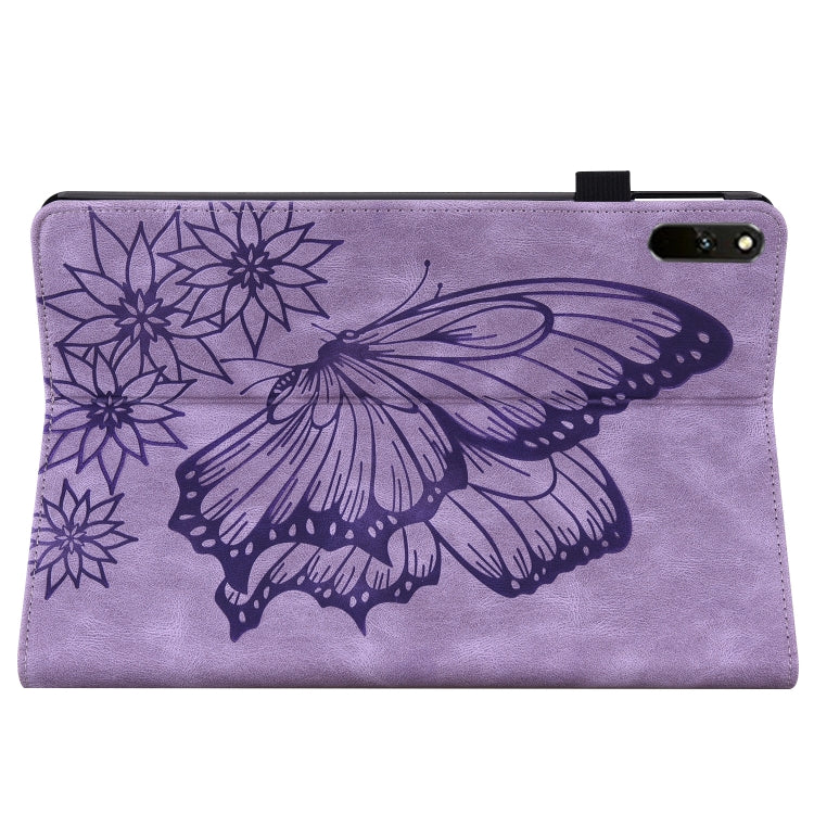 For Huawei MatePad 11 2021 Big Butterfly Embossed Leather Tablet Case(Purple) - Huawei by PMC TechLife | Online Shopping South Africa | PMC TechLife | Buy Now Pay Later Mobicred