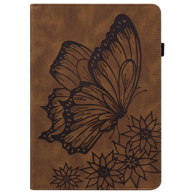 For Lenovo Tab M10 X505L Big Butterfly Embossed Leather Tablet Case(Brown) - Lenovo by PMC TechLife | Online Shopping South Africa | PMC TechLife | Buy Now Pay Later Mobicred