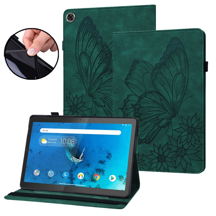 For Lenovo Tab M10 Plus 10.6 3rd Gen 2022 Big Butterfly Embossed Leather Tablet Case(Green) - Lenovo by PMC TechLife | Online Shopping South Africa | PMC TechLife | Buy Now Pay Later Mobicred
