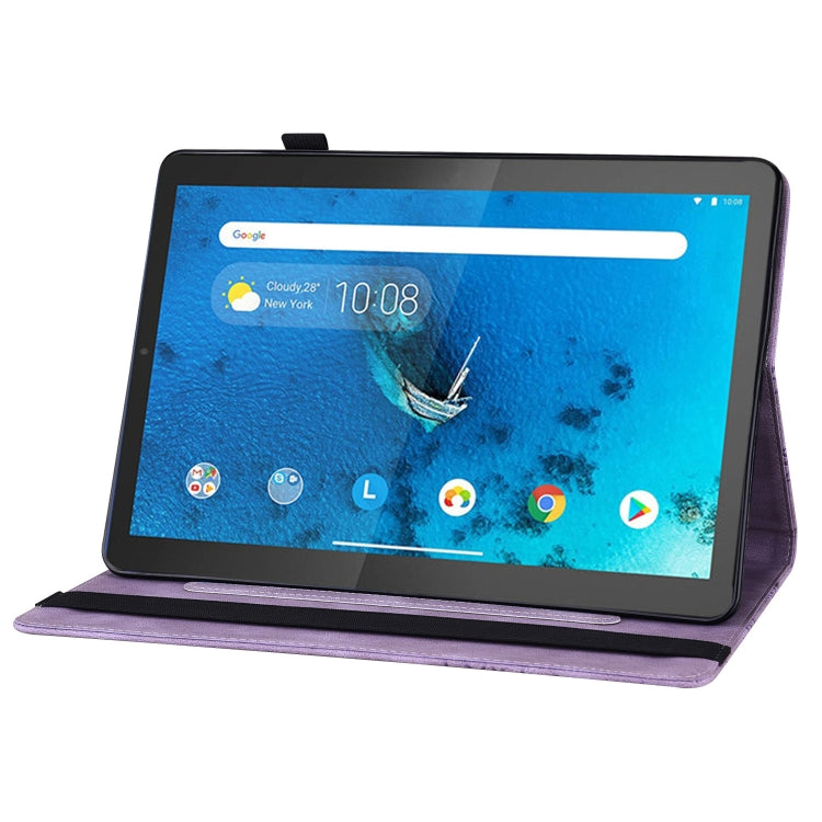 For Lenovo Tab M10 HD 2nd Gen Big Butterfly Embossed Leather Tablet Case(Purple) - Lenovo by PMC TechLife | Online Shopping South Africa | PMC TechLife | Buy Now Pay Later Mobicred