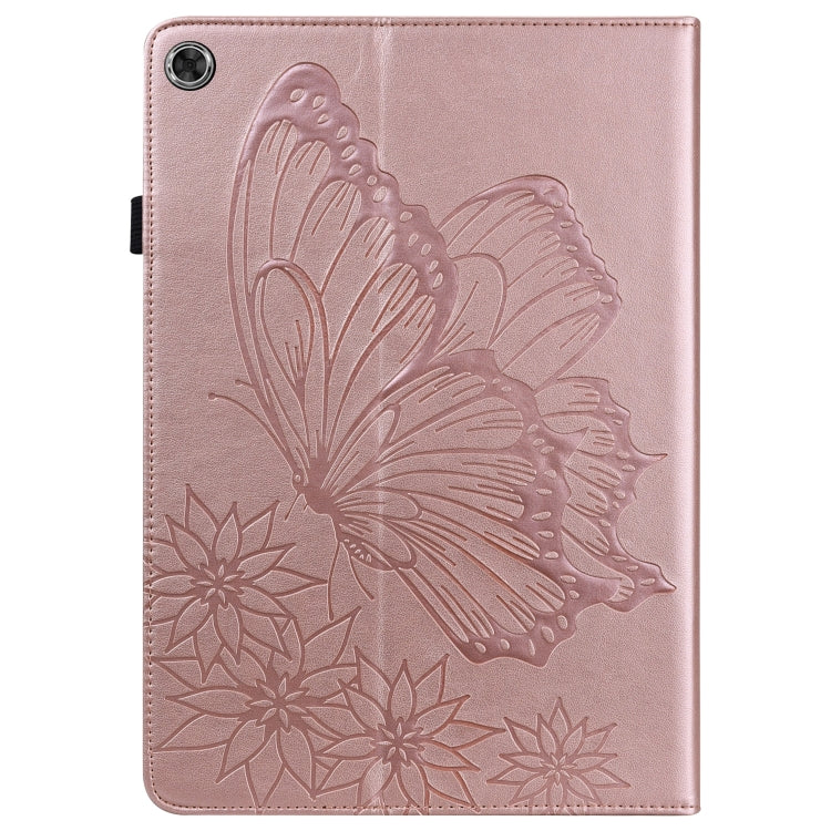 For Lenovo Tab M10 HD 2nd Gen Big Butterfly Embossed Leather Tablet Case(Rose Gold) - Lenovo by PMC TechLife | Online Shopping South Africa | PMC TechLife | Buy Now Pay Later Mobicred