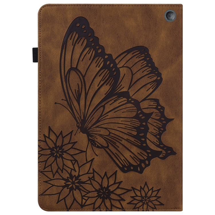 For Amazon Kindle Fire HD 10 / 10 Plus 2021 Big Butterfly Embossed Leather Tablet Case(Brown) - Amazon by PMC TechLife | Online Shopping South Africa | PMC TechLife | Buy Now Pay Later Mobicred