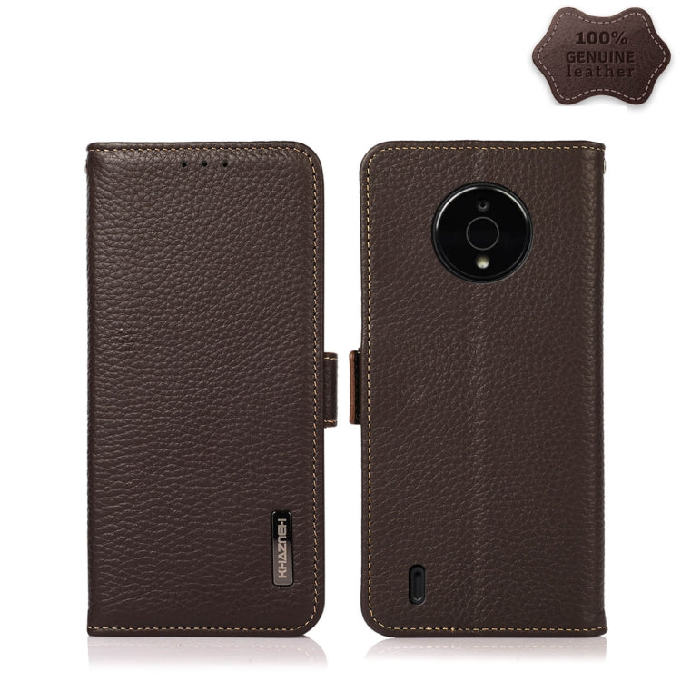 For Nokia C200 KHAZNEH Side-Magnetic Litchi Genuine Leather RFID Phone Case(Brown) - Nokia Cases by PMC TechLife | Online Shopping South Africa | PMC TechLife | Buy Now Pay Later Mobicred
