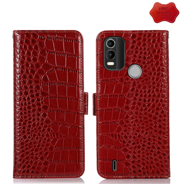 For Nokia C21 Plus Crocodile Top Layer Cowhide Leather Phone Case(Red) - Nokia Cases by PMC TechLife | Online Shopping South Africa | PMC TechLife | Buy Now Pay Later Mobicred