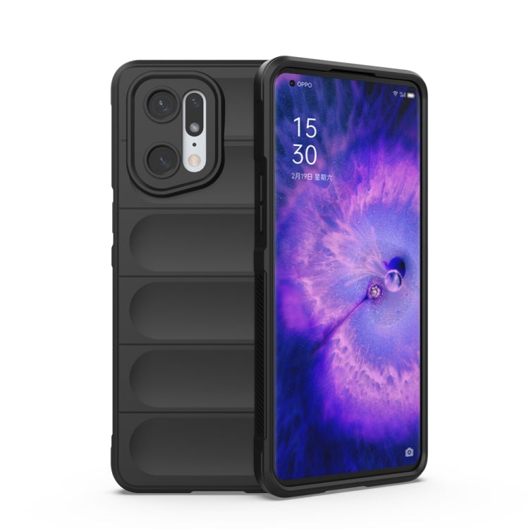 For OPPO Find X5 Pro Magic Shield TPU + Flannel Phone Case(Black) - OPPO Cases by PMC TechLife | Online Shopping South Africa | PMC TechLife