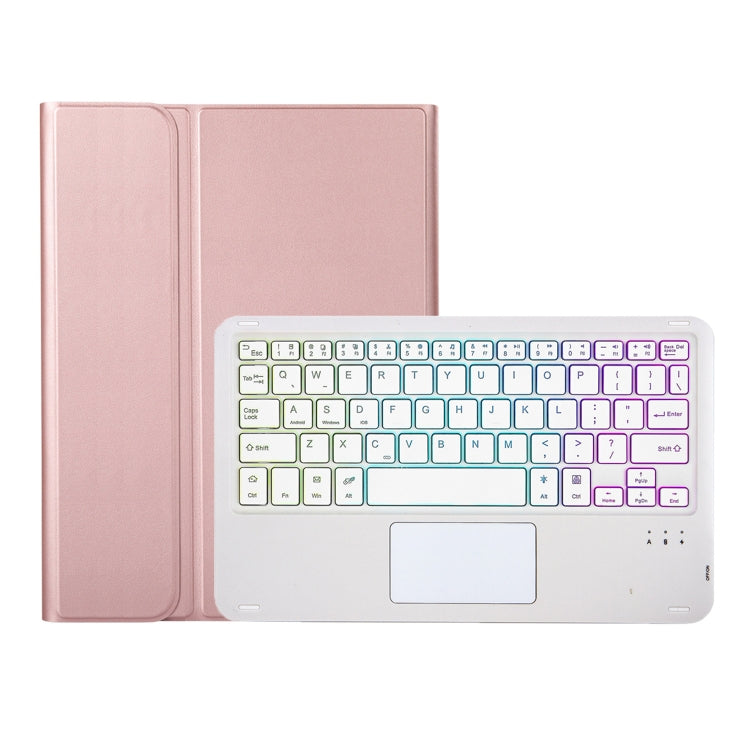 For Samsung Galaxy Tab S8 / S7 A700B-AS Lambskin Texture Backlight Bluetooth Keyboard Leather Tablet Case(Rose Gold) - Samsung Keyboard by PMC TechLife | Online Shopping South Africa | PMC TechLife
