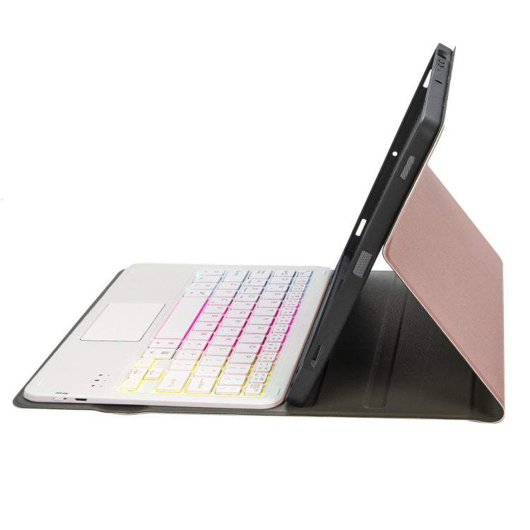 For Samsung Galaxy Tab S8 / S7 A700B-AS Lambskin Texture Backlight Bluetooth Keyboard Leather Tablet Case(Rose Gold) - Samsung Keyboard by PMC TechLife | Online Shopping South Africa | PMC TechLife