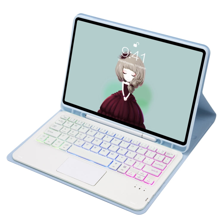 For Samsung Galaxy Tab S8 / S7 A700B-AS Candy Color Backlight Bluetooth Keyboard Leather Tablet Case(White Ice) - Samsung Keyboard by PMC TechLife | Online Shopping South Africa | PMC TechLife