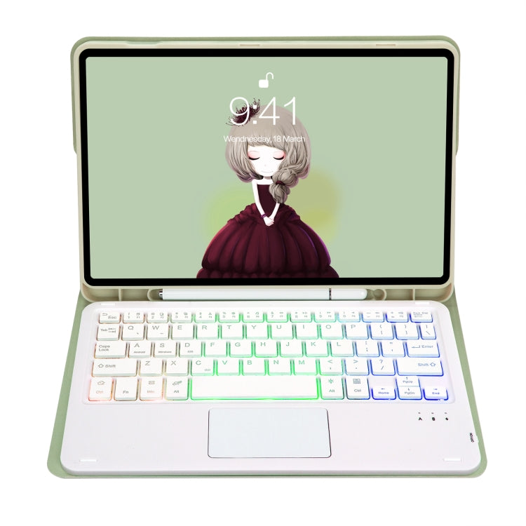 For Samsung Galaxy Tab A8 10.5 (2021) A08B-AS Candy Color Backlight Bluetooth Keyboard Leather Tablet Case(Light Green) - Samsung Keyboard by PMC TechLife | Online Shopping South Africa | PMC TechLife