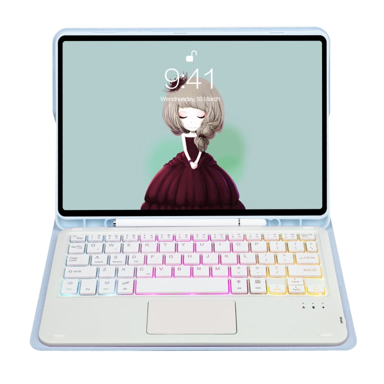 For Samsung Galaxy Tab A8 10.5 (2021) A08B-AS Candy Color Backlight Bluetooth Keyboard Leather Tablet Case(White Ice) - Samsung Keyboard by PMC TechLife | Online Shopping South Africa | PMC TechLife