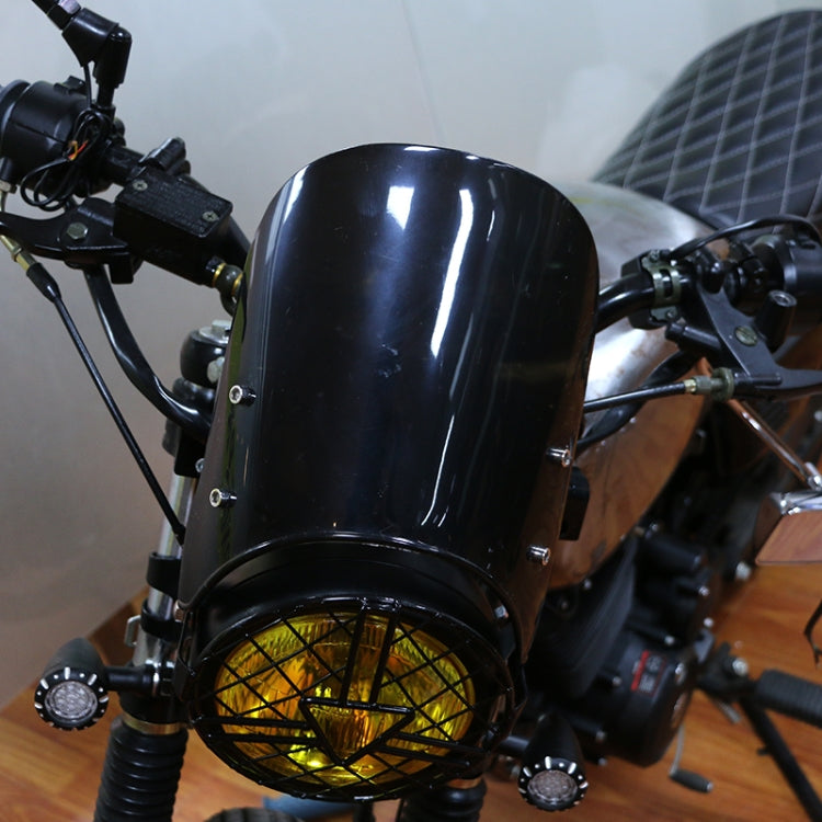 XRL-456120 Motorcycle 5-7 inch Headlight Retro Windshield(Black) - Others by PMC TechLife | Online Shopping South Africa | PMC TechLife | Buy Now Pay Later Mobicred