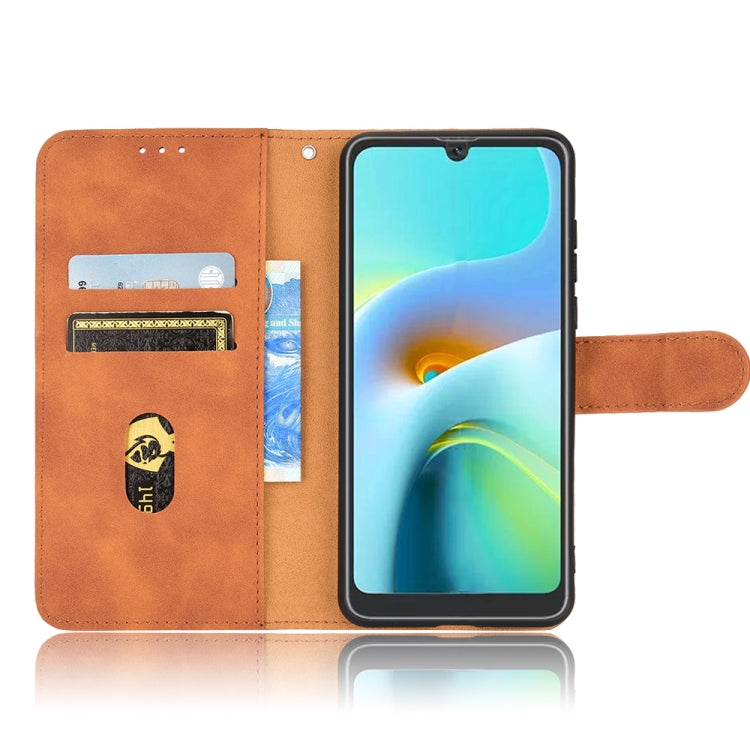 For Blackview A50 Skin Feel Magnetic Flip Leather Phone Case(Brown) - More Brand by PMC TechLife | Online Shopping South Africa | PMC TechLife | Buy Now Pay Later Mobicred