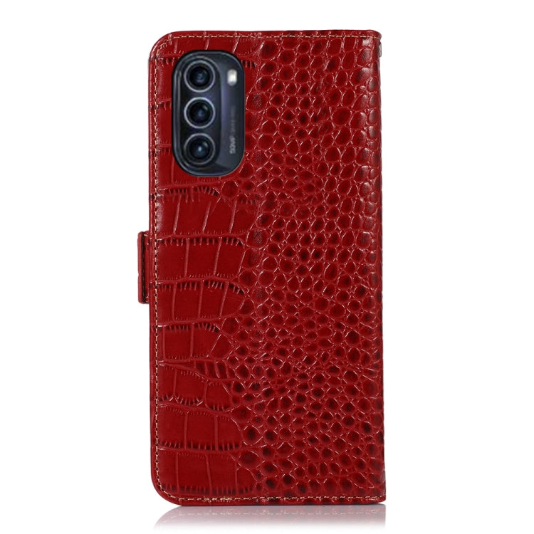 For Motorola Moto G52j 5G Crocodile Top Layer Cowhide Leather Phone Case(Red) - Motorola Cases by PMC TechLife | Online Shopping South Africa | PMC TechLife | Buy Now Pay Later Mobicred