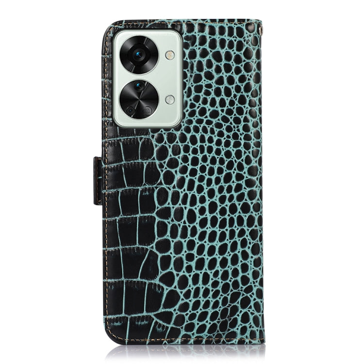 For OnePlus Nord 2T 5G Crocodile Top Layer Cowhide Leather Phone Case(Green) - OnePlus Cases by PMC TechLife | Online Shopping South Africa | PMC TechLife | Buy Now Pay Later Mobicred