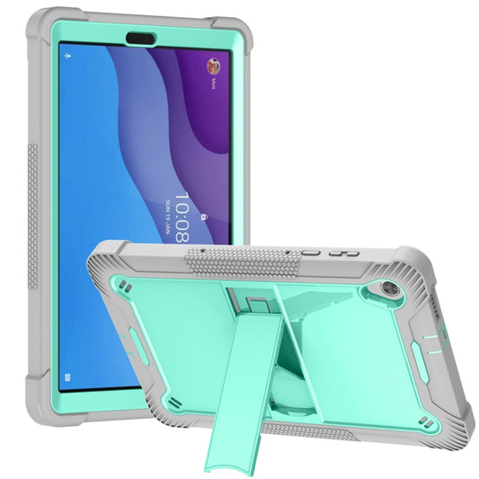 For Lenovo Tab M10 HD Silicone + PC Holder Shockproof Tablet Case(Grey+Mint Green) - Lenovo by PMC Jewellery | Online Shopping South Africa | PMC Jewellery | Buy Now Pay Later Mobicred