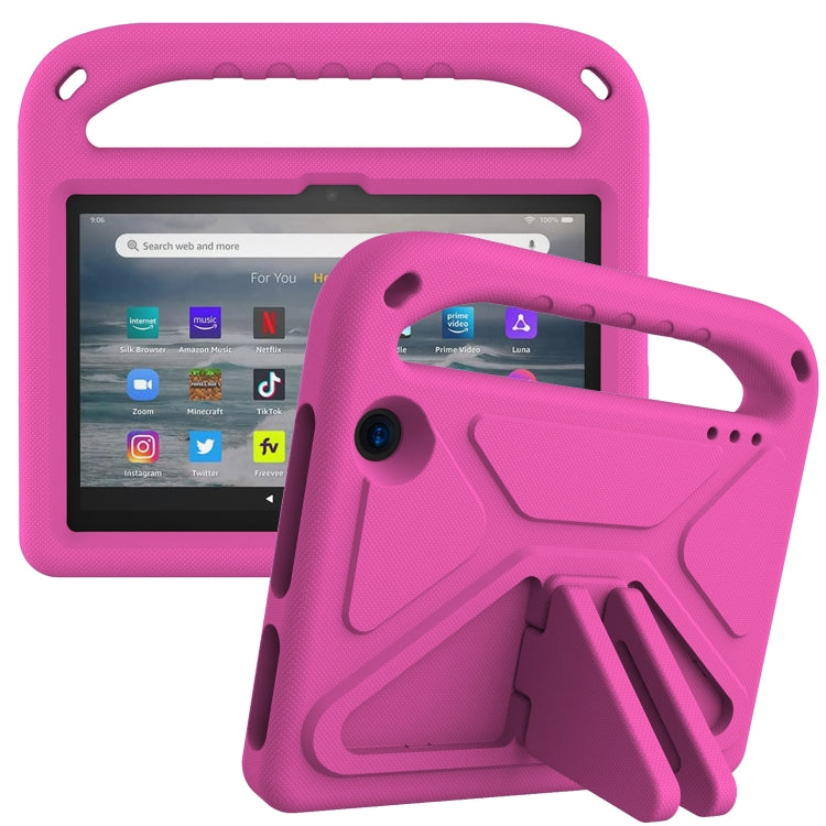 For Amazon Fire 7 2022 Handle EVA Shockproof Tablet Case with Triangle Holder(Rose Red) - Amazon by PMC TechLife | Online Shopping South Africa | PMC TechLife | Buy Now Pay Later Mobicred