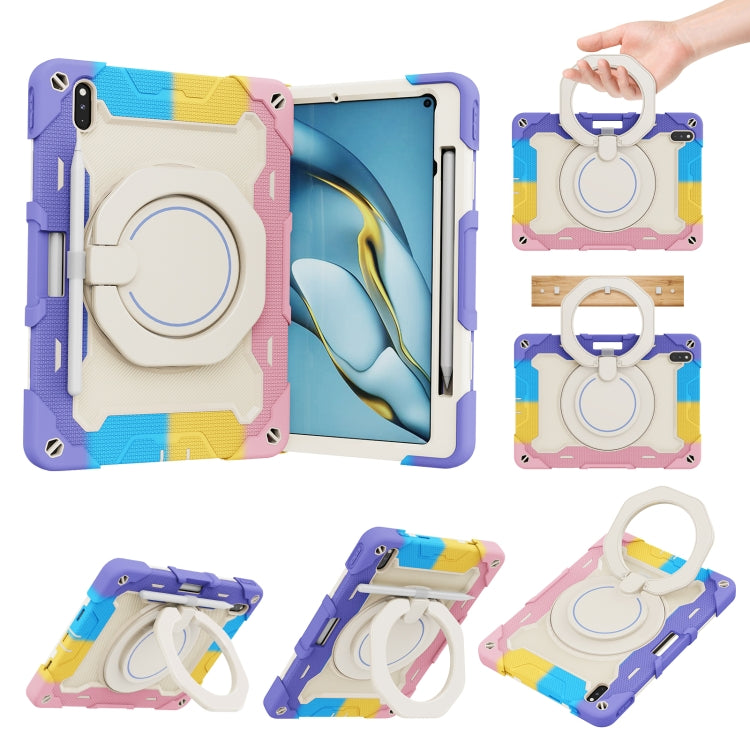 For Huawei Matepad Pro 10.8 Armor Contrast Color Silicone + PC Tablet Case(Colorful Pink) - Huawei by PMC TechLife | Online Shopping South Africa | PMC TechLife | Buy Now Pay Later Mobicred