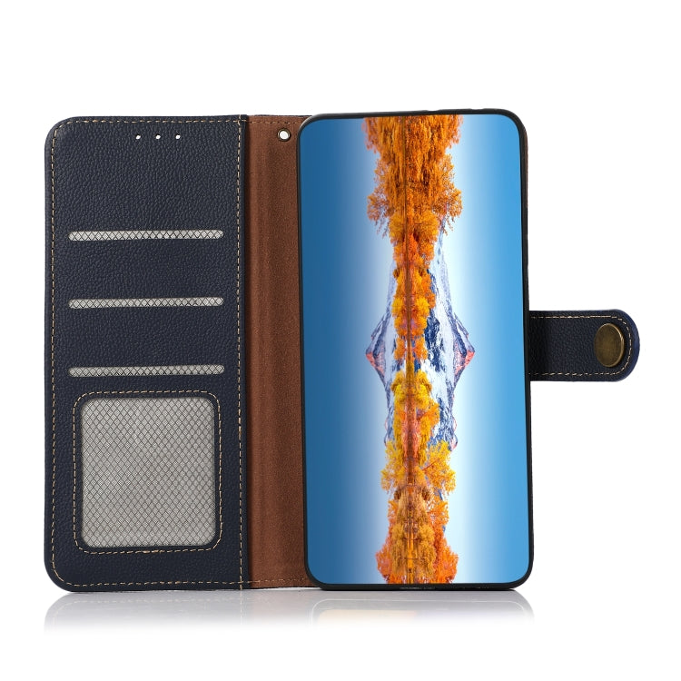 For Motorola Moto G42 KHAZNEH Custer Genuine Leather RFID Phone Case(Blue) - Motorola Cases by PMC TechLife | Online Shopping South Africa | PMC TechLife | Buy Now Pay Later Mobicred