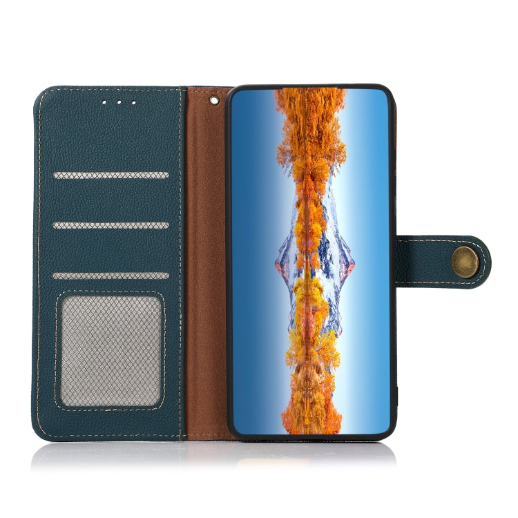 For Motorola Moto G42 KHAZNEH Custer Genuine Leather RFID Phone Case(Green) - Motorola Cases by PMC TechLife | Online Shopping South Africa | PMC TechLife | Buy Now Pay Later Mobicred
