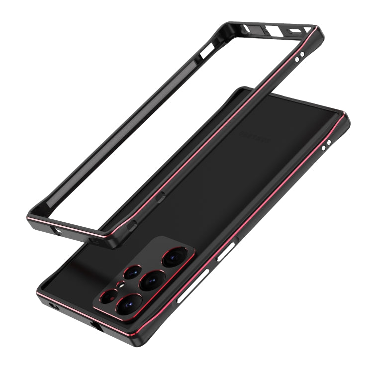 For Samsung Galaxy S22 Ultra Aurora Series Lens Protector + Metal Frame Protective Phone Case(Black Red) - Galaxy S22 Ultra 5G Cases by PMC Jewellery | Online Shopping South Africa | PMC Jewellery