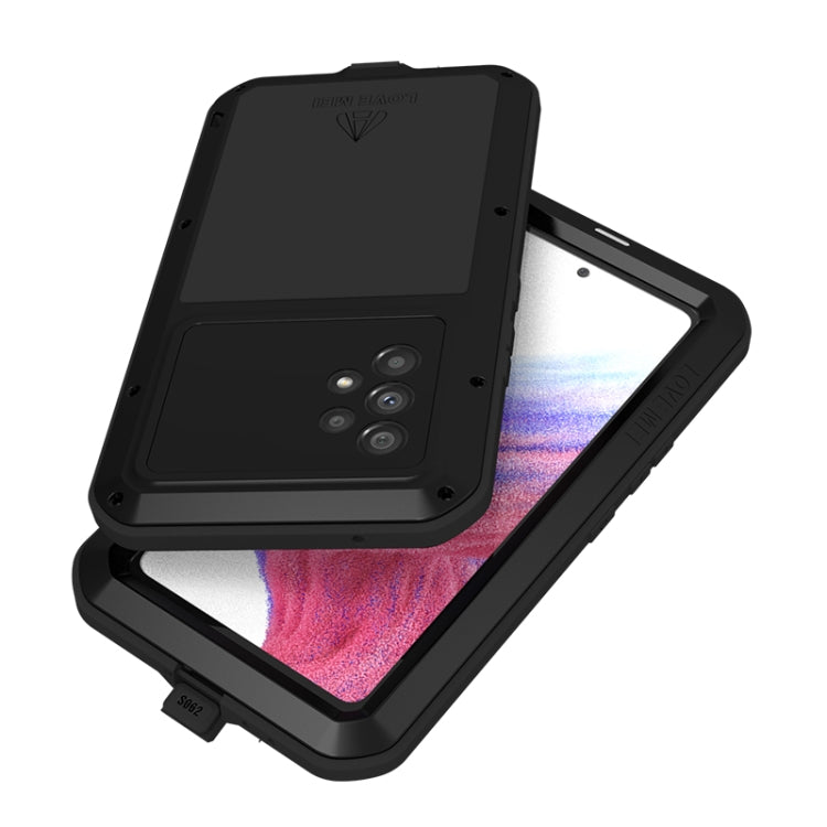For Samsung Galaxy A53 LOVE MEI Metal Shockproof Waterproof Dustproof Protective Phone Case with Glass(Silver) - Galaxy Phone Cases by LOVE MEI | Online Shopping South Africa | PMC TechLife | Buy Now Pay Later Mobicred