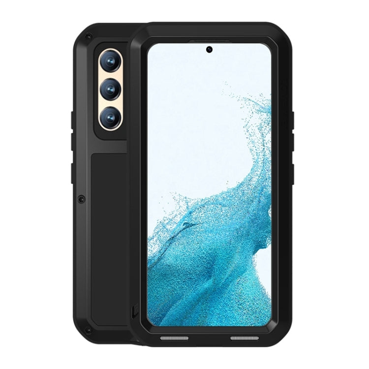 For Samsung Galaxy S22  LOVE MEI Metal Shockproof Waterproof Dustproof Protective Phone Case with Glass(Black) - Galaxy S22 5G Cases by LOVE MEI | Online Shopping South Africa | PMC Jewellery | Buy Now Pay Later Mobicred