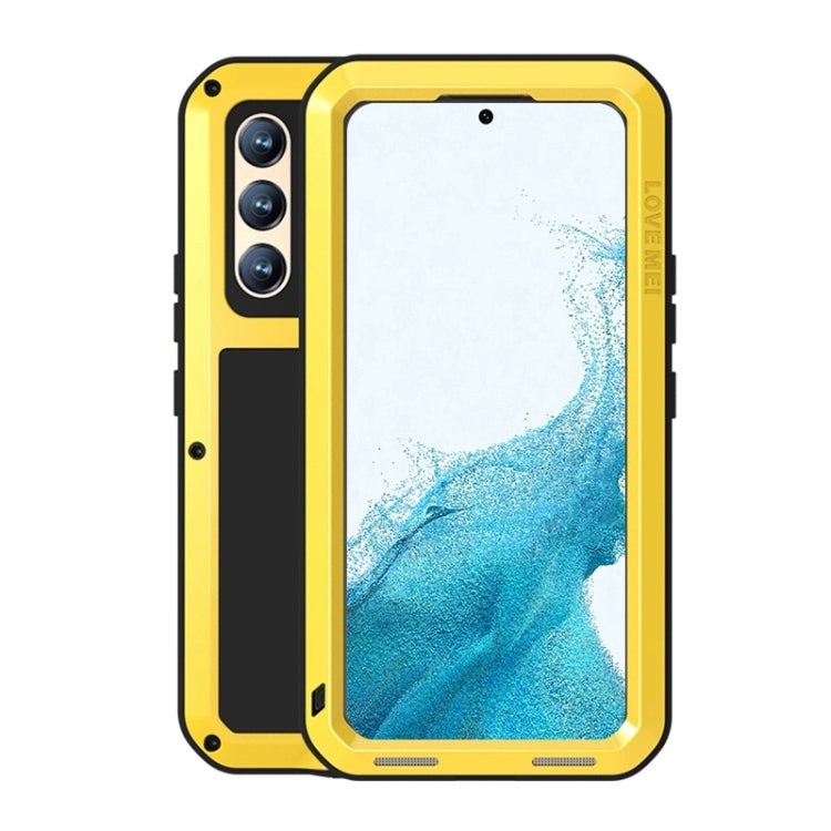 For Samsung Galaxy S22+ LOVE MEI Metal Shockproof Waterproof Dustproof Protective Phone Case with Glass(Yellow) - Galaxy S22+ 5G Cases by LOVE MEI | Online Shopping South Africa | PMC Jewellery