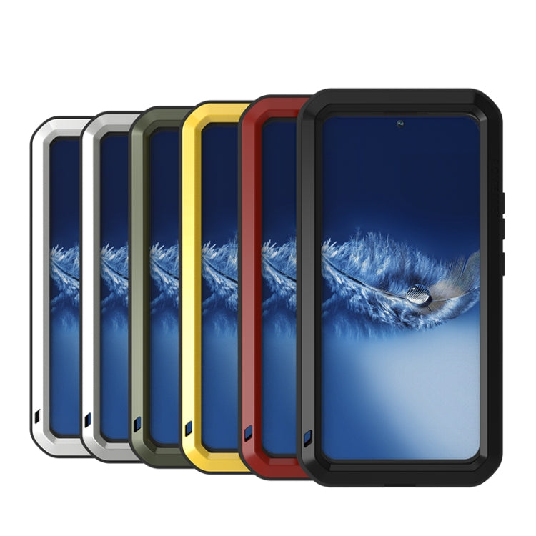 For Samsung Galaxy S22+ LOVE MEI Metal Shockproof Waterproof Dustproof Protective Phone Case with Glass(Yellow) - Galaxy S22+ 5G Cases by LOVE MEI | Online Shopping South Africa | PMC TechLife | Buy Now Pay Later Mobicred