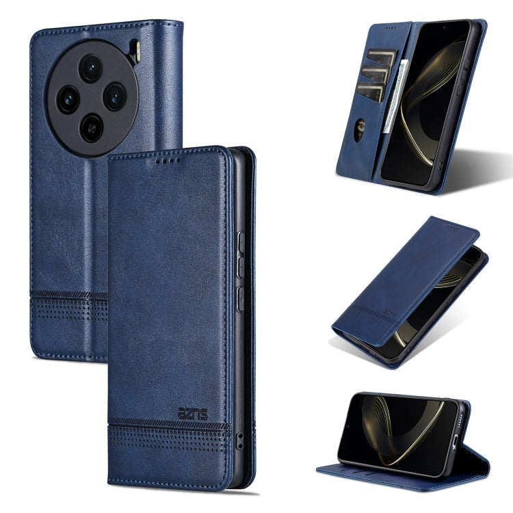 For vivo X100 AZNS Magnetic Calf Texture Leather Phone Case(Dark Blu) - vivo Cases by AZNS | Online Shopping South Africa | PMC Jewellery | Buy Now Pay Later Mobicred