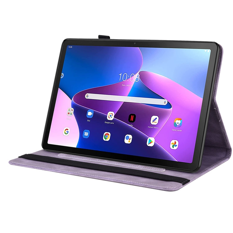 For Lenovo Tab M10 10.1 3rd Gen Butterfly Flower Embossed Leather Tablet Case(Purple) - Lenovo by PMC TechLife | Online Shopping South Africa | PMC TechLife | Buy Now Pay Later Mobicred