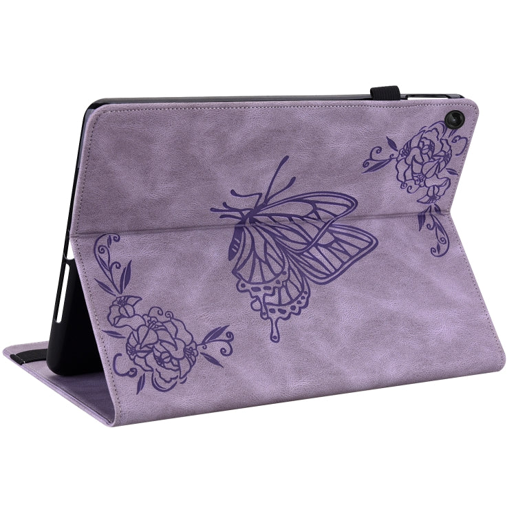 For Lenovo Tab M10 10.1 3rd Gen Butterfly Flower Embossed Leather Tablet Case(Purple) - Lenovo by PMC TechLife | Online Shopping South Africa | PMC TechLife | Buy Now Pay Later Mobicred