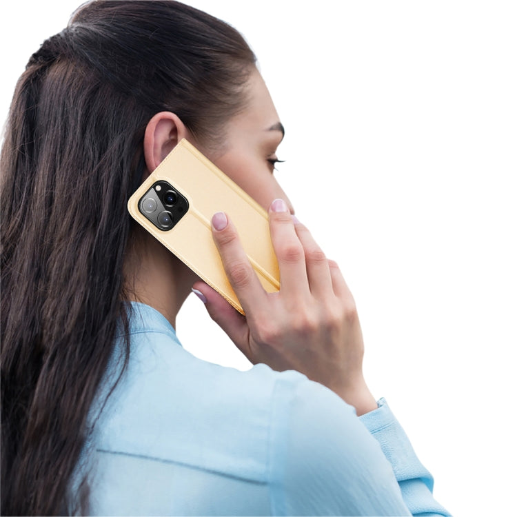 For iPhone 14 Pro Max DUX DUCIS Skin Pro Series Shockproof Horizontal Flip Leather Phone Case (Gold) - iPhone 14 Pro Max Cases by DUX DUCIS | Online Shopping South Africa | PMC Jewellery | Buy Now Pay Later Mobicred