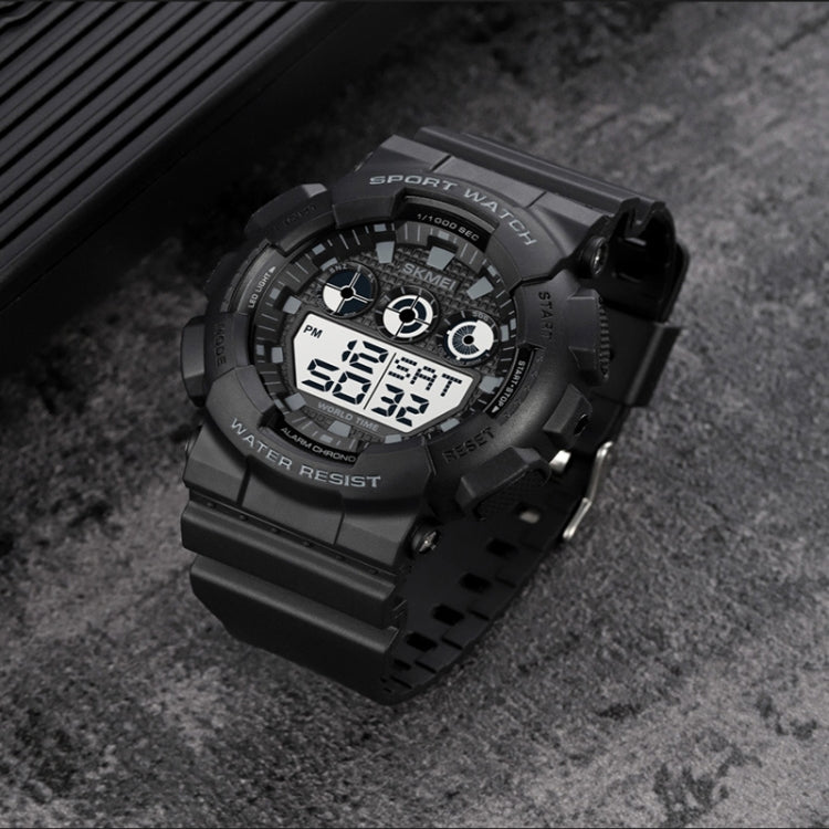 SKMEI 1857 Stainless Steel Buckle PU Strap Waterproof Electronic Watch(Red) - free shipping - PMC TechLife - Order now!