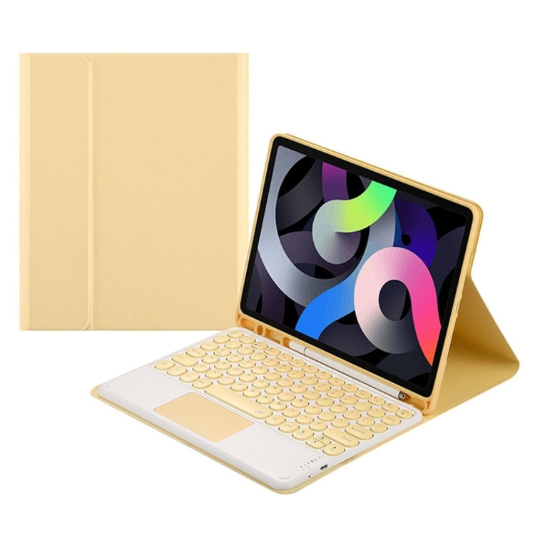 Round Cap Bluetooth Keyboard Leather Case with Pen Slot & Touchpad For Samsung Galaxy Tab S7(Yellow) - Samsung Keyboard by PMC TechLife | Online Shopping South Africa | PMC TechLife