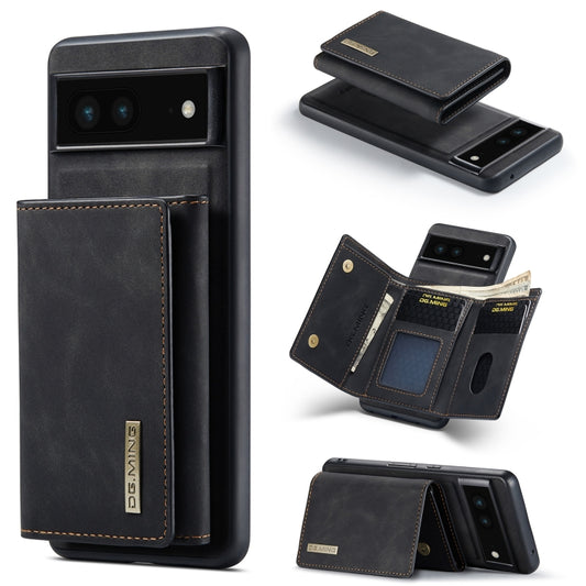 For Google Pixel 6A DG.MING M1 Series 3-Fold Multi Card Wallet + Magnetic Phone Case(Black) - Google Cases by DG.MING | Online Shopping South Africa | PMC Jewellery | Buy Now Pay Later Mobicred