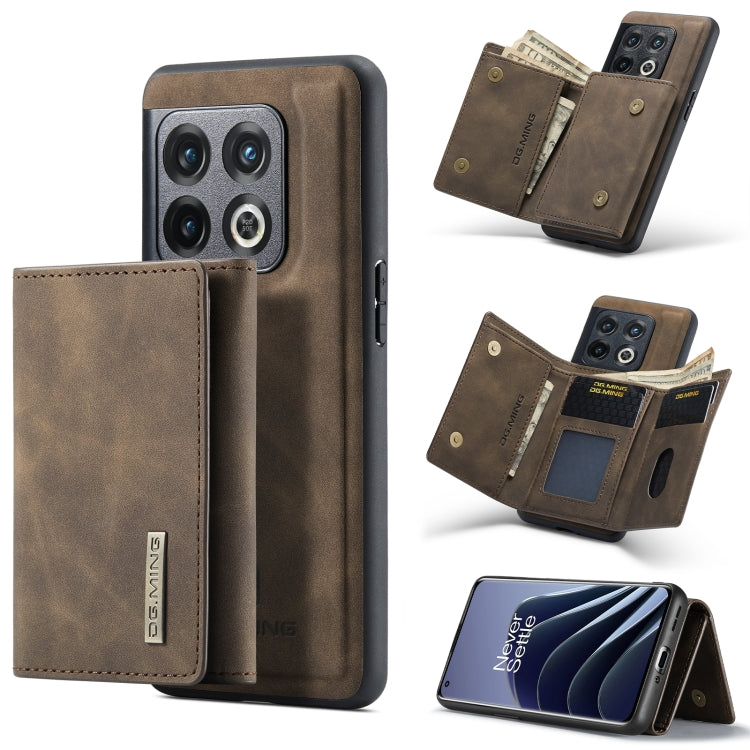 For OnePlus 10 Pro DG.MING M1 Series 3-Fold Multi Card Wallet + Magnetic Phone Case(Coffee) - OnePlus Cases by DG.MING | Online Shopping South Africa | PMC TechLife | Buy Now Pay Later Mobicred