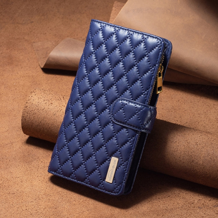 For OPPO Find X5 Lite / Reno7 5G Diamond Lattice Zipper Wallet Leather Flip Phone Case(Blue) - OPPO Cases by PMC TechLife | Online Shopping South Africa | PMC TechLife | Buy Now Pay Later Mobicred