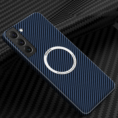 For Samsung Galaxy S22 5G Carbon Fiber Texture MagSafe Magnetic Phone Case(Blue) - Galaxy S22 5G Cases by PMC Jewellery | Online Shopping South Africa | PMC Jewellery