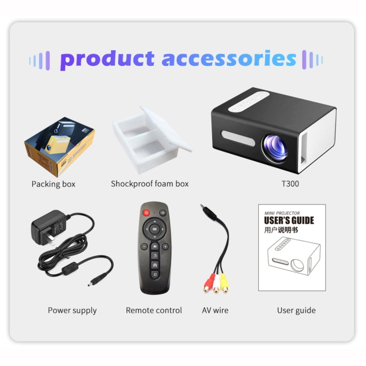 T300 25ANSI LED Portable Home Multimedia Game Projector, Plug Type:EU Plug(Yellow) - LED Projector by PMC TechLife | Online Shopping South Africa | PMC TechLife | Buy Now Pay Later Mobicred