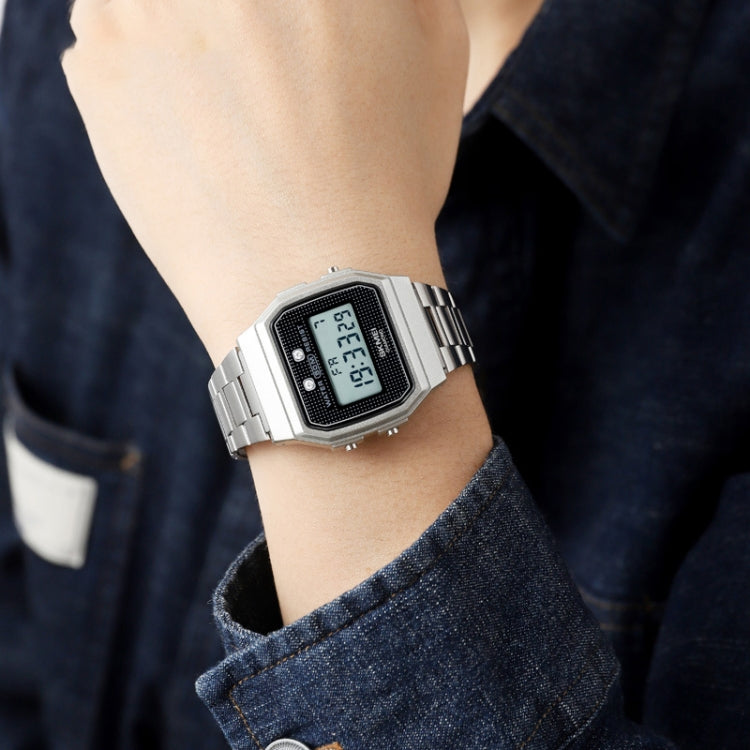 SKMEI 1952 Resin Mirror ABS Case Waterproof Electronic Watch(Black Steel Belt) - free shipping - PMC TechLife - Order now!