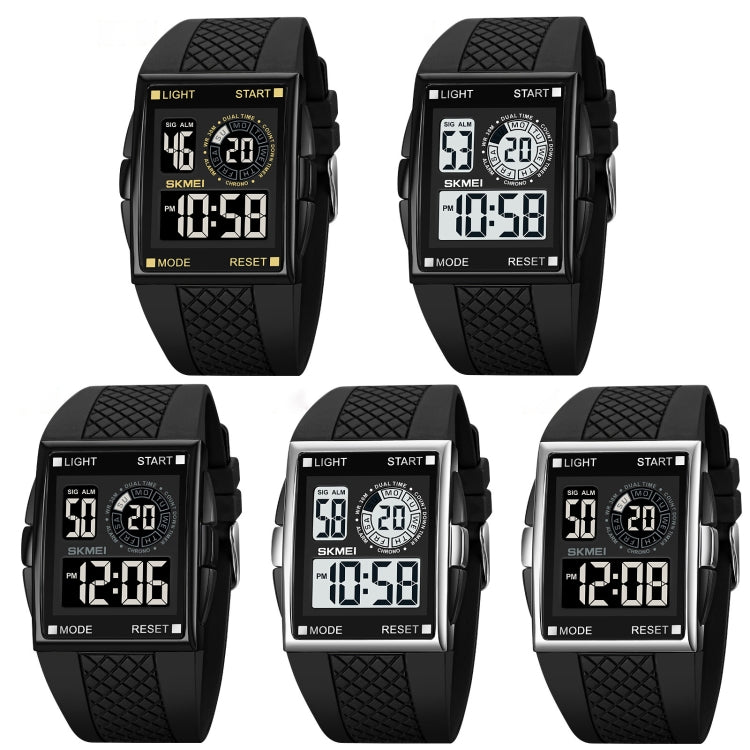 SKMEI 1967 Stainless Steel Buckle PU Strap Waterproof Electronic Watch(Silver and Black Machine) - free shipping - PMC TechLife - Order now!