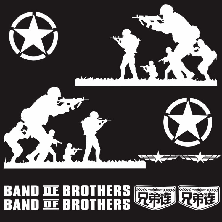 2 PCS/Set D-135 Band of Brothers Pattern Car Modified Decorative Sticker(White) - free shipping - PMC TechLife - Order now!