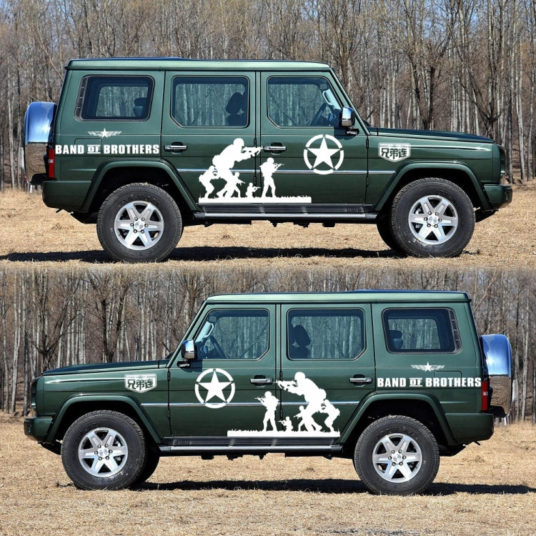 2 PCS/Set D-135 Band of Brothers Pattern Car Modified Decorative Sticker(White) - free shipping - PMC TechLife - Order now!