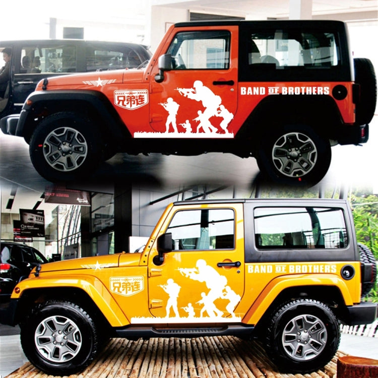 2 PCS/Set D-135 Band of Brothers Pattern Car Modified Decorative Sticker(White) - free shipping - PMC TechLife - Order now!