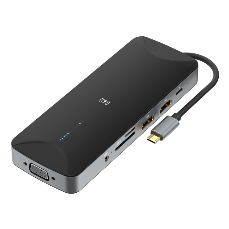 V240 12-in-1 Multifunctional USB-C / Type-C 3.1 Male HUB Docking Station(Black) - USB HUB by PMC Jewellery | Online Shopping South Africa | PMC Jewellery | Buy Now Pay Later Mobicred