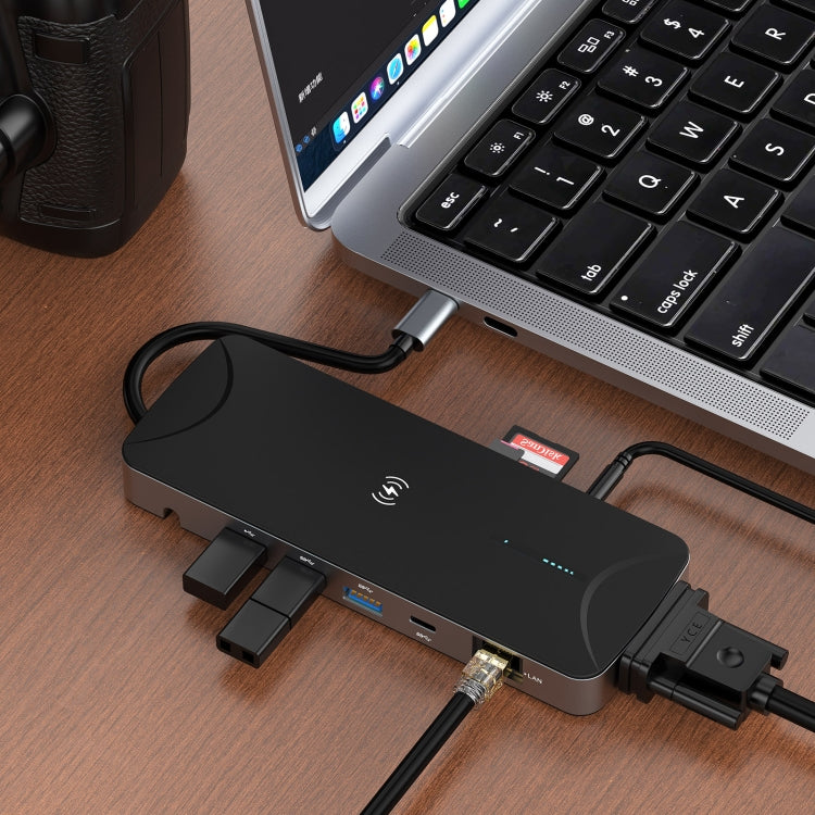 V240 12-in-1 Multifunctional USB-C / Type-C 3.1 Male HUB Docking Station(Black) - USB HUB by PMC Jewellery | Online Shopping South Africa | PMC Jewellery | Buy Now Pay Later Mobicred