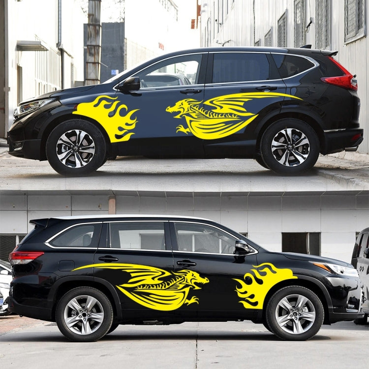 2 PCS/Set D-489 Fire-breathing Dragon Pattern Car Modified Decorative Sticker(Yellow) - Decorative Sticker by PMC TechLife | Online Shopping South Africa | PMC TechLife | Buy Now Pay Later Mobicred